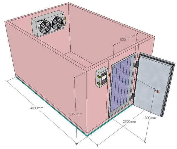 Cold room design — 4m x 2.7m walk-in layout