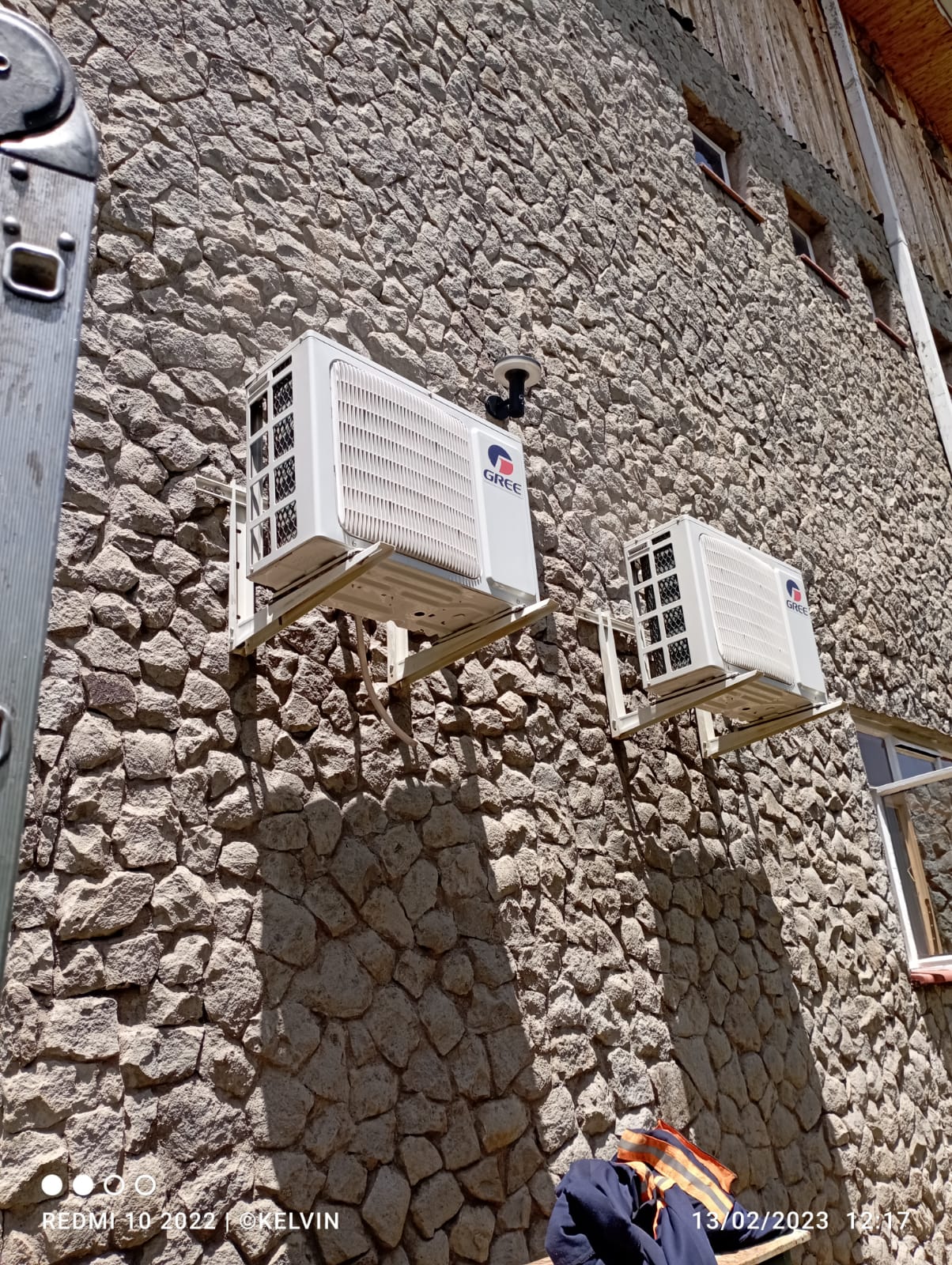 Split AC outdoor units — wall-mounted install